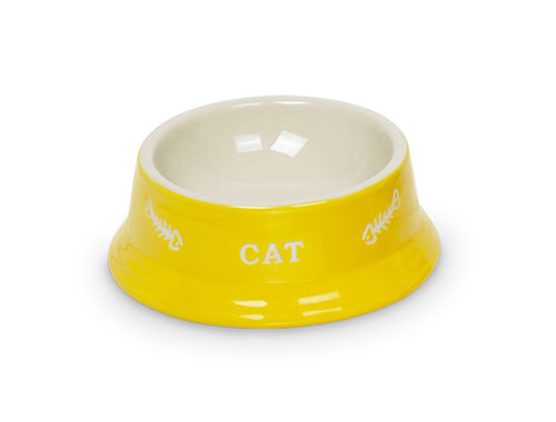Nobby Katzen Keramik Doppelnapf Cat gelb/beige