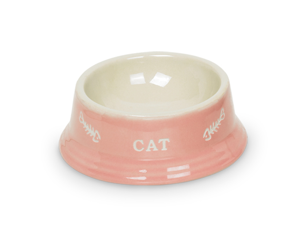 Nobby Katzen Keramik Doppelnapf Cat rosa/beige