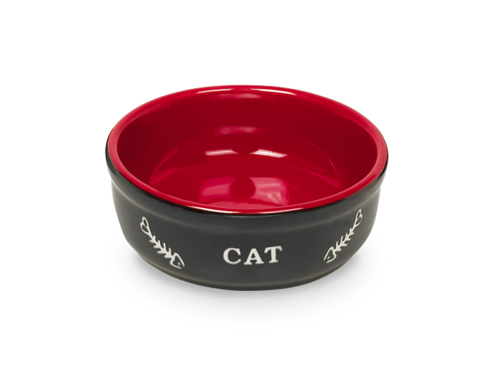 Nobby Katzen Keramikschale Cat schwarz/rot