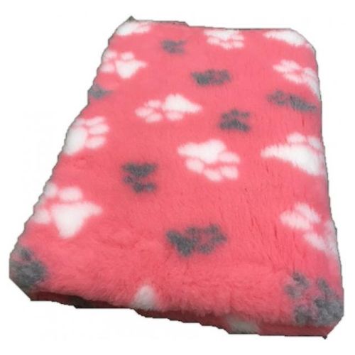 Vet Bed mit Anti Rutsch Beschichtung  rosa mit Pfoten 150x100 cm
